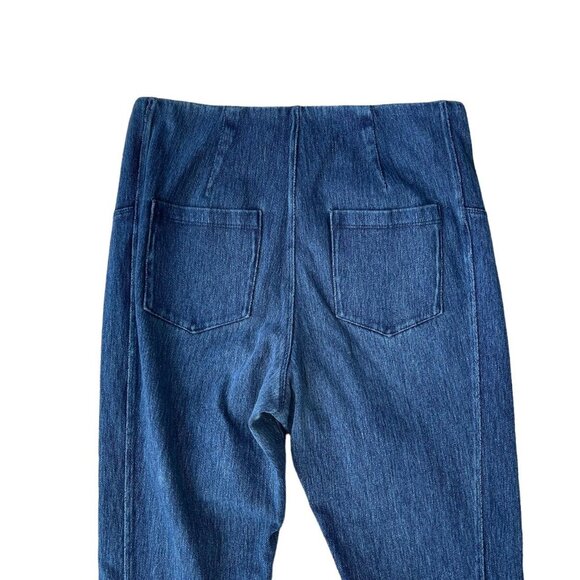 🌟 Lysse SZ S High Waisted Blue Denim Leggings Zip Hem Stretch Skinny Jeggings - Picture 6 of 8